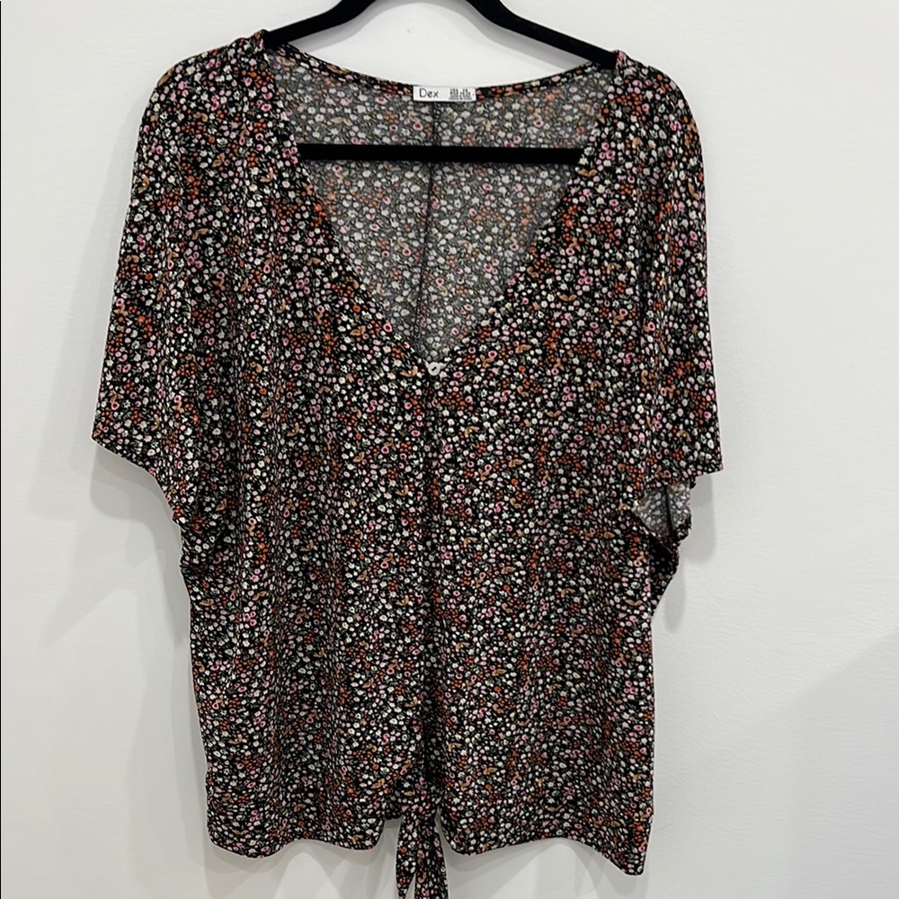 Dex Black Floral Blouse NWOT